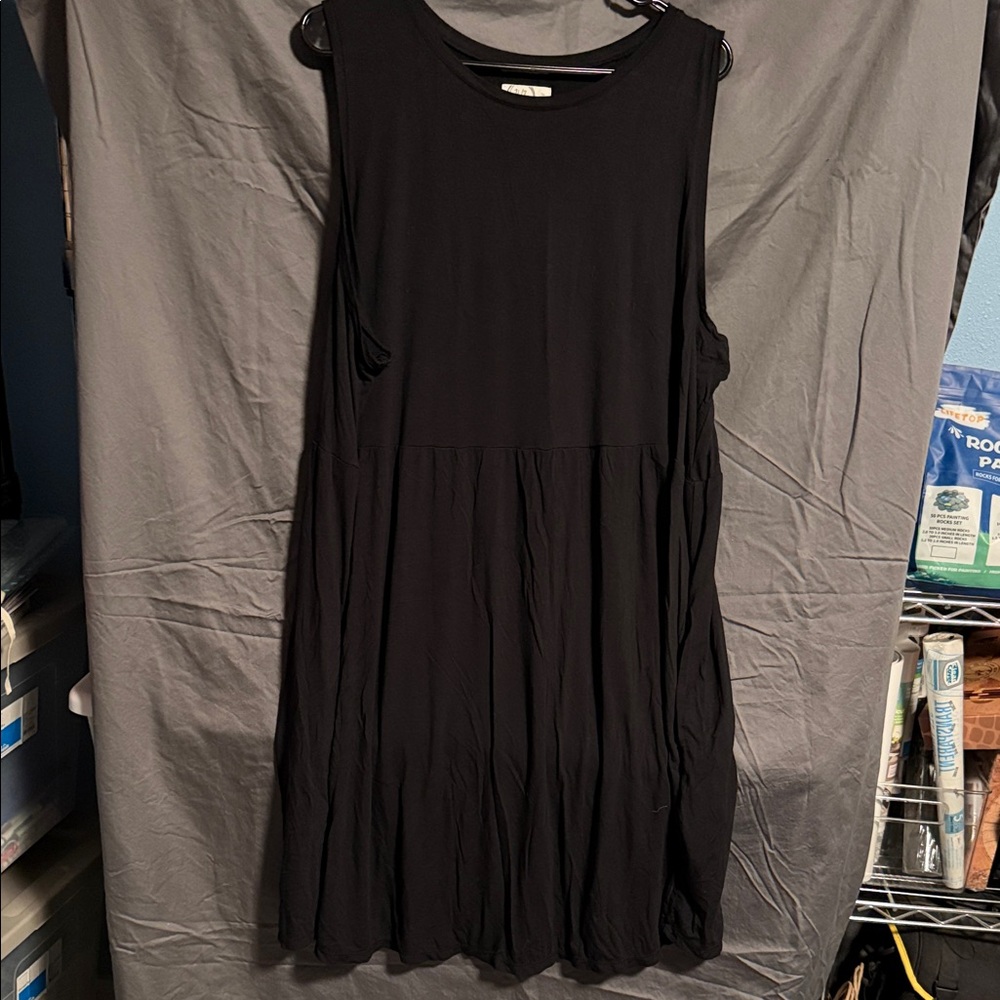 Maurices Black Sleeveless Tiered Midi Swing Dress